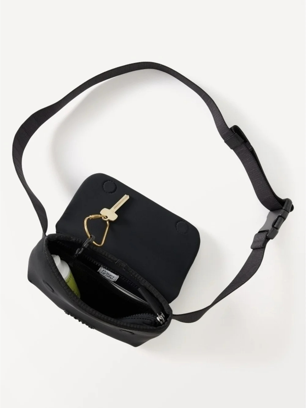 Athleta Black Compact Padded Sling Crossbody Bag with Adjustable Strap